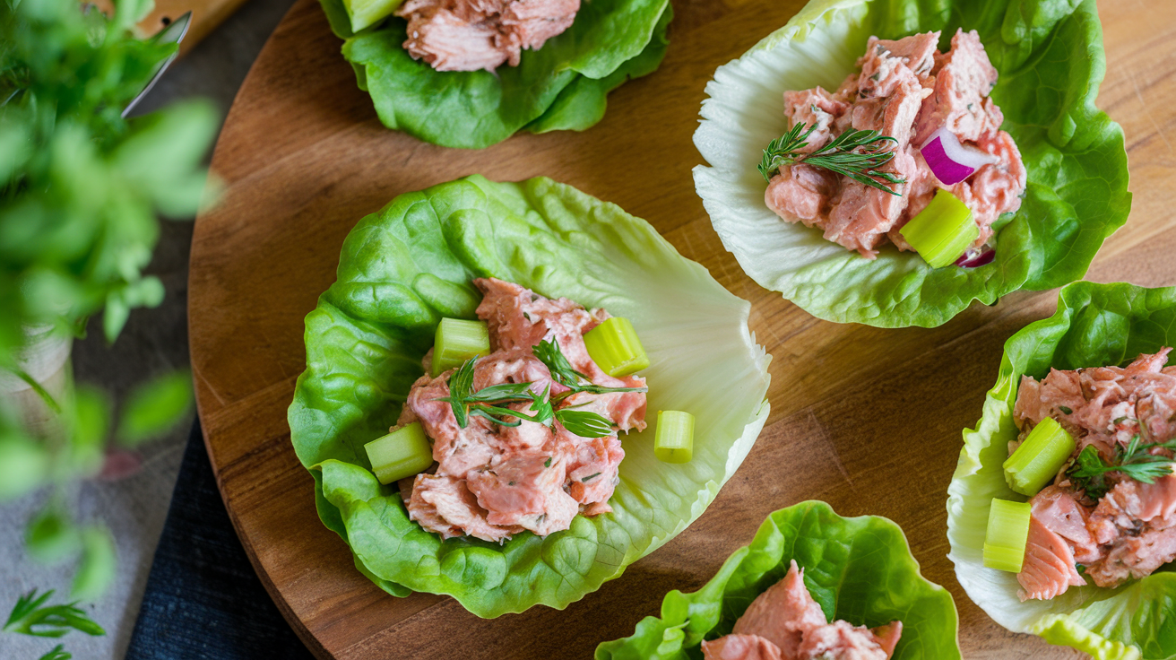 Tuna Salad Lettuce Wraps + Rice Cakes