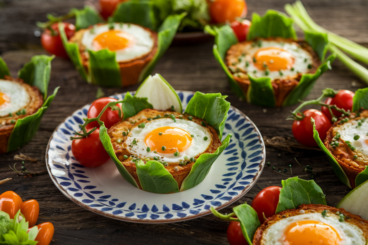 Golden egg muffin cups with visible spinach and red bell pepper pieces cooling on a wire rack